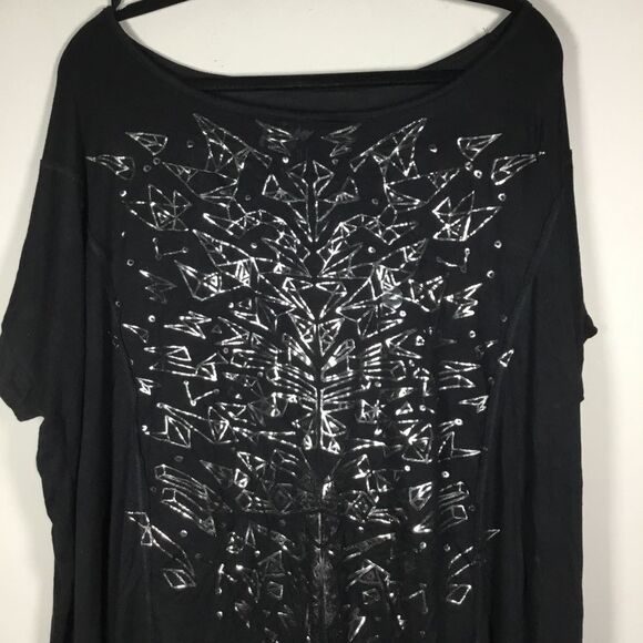 Tokyo darling big slouchy oversized lagenlook short sleeve top szS silver detail - Picture 2 of 8